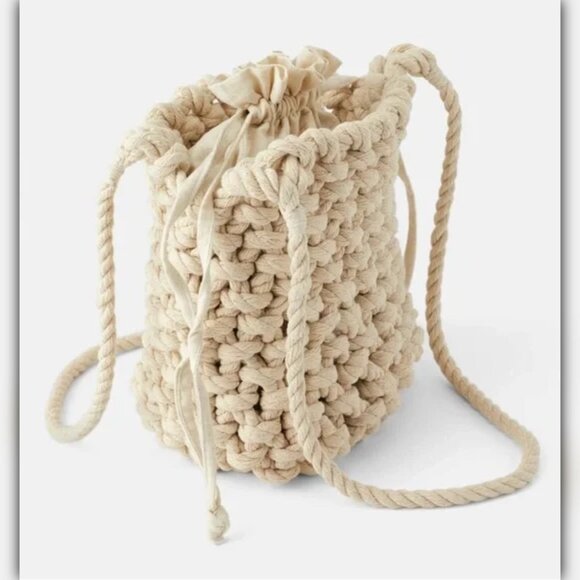 Zara Handbags - Zara Natural Rope Bucket Bag